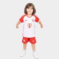 Thumbnail for Bayern Munchin Kids Kit Home Season 23/24 Designed By Mitani Store , Regular Fit Jersey Short Sleeves And Ribbed Crewneck In White Color