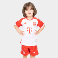 Thumbnail for Bayern Munchin Kids Kit Home Season 23/24 Designed By Mitani Store , Regular Fit Jersey Short Sleeves And Ribbed Crewneck In White Color