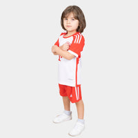 Thumbnail for Bayern Munchin Kids Kit Home Season 23/24 Designed By Mitani Store , Regular Fit Jersey Short Sleeves And Ribbed Crewneck In White Color
