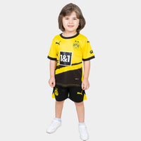 Thumbnail for Borussia Dortmund Kids Kit Home Season 23/24 Designed By Mitani Store , Regular Fit Jersey Short Sleeves And Round Neck Collar In Yellow Color