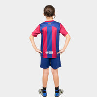 Thumbnail for Barcelona Kids Kit Home Season 23/24 Designed By Mitani Store , Regular Fit Jersey Short Sleeves And Round Neck Collar In Blue And Red Color