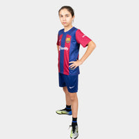Thumbnail for Barcelona Kids Kit Home Season 23/24 Designed By Mitani Store , Regular Fit Jersey Short Sleeves And Round Neck Collar In Blue And Red Color