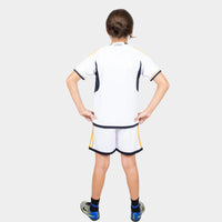 Thumbnail for Real Madrid Kids Kit Home Season 23/24 Designed By Mitani Store , Regular Fit Jersey Short Sleeves And Round Neck Collar In White Color