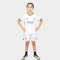 Thumbnail for Real Madrid Kids Kit Home Season 23/24 Designed By Mitani Store , Regular Fit Jersey Short Sleeves And Round Neck Collar In White Color