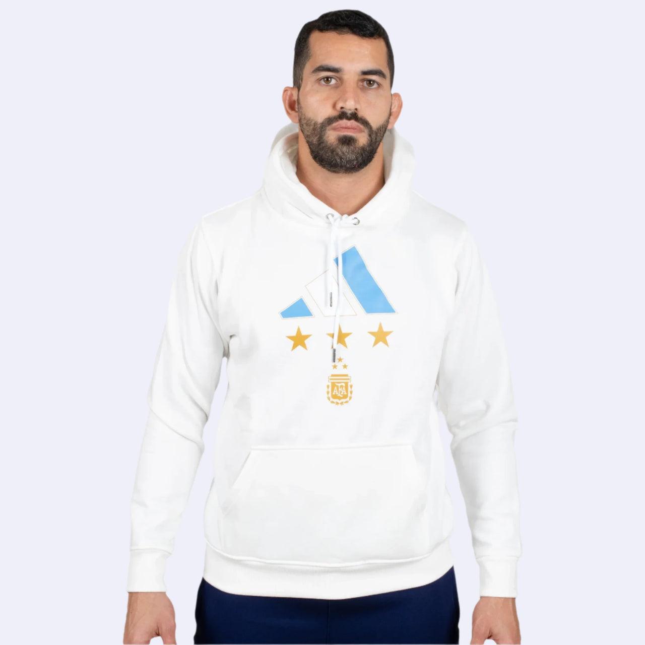 Sweat à capuche blanc trois étoiles Argentine