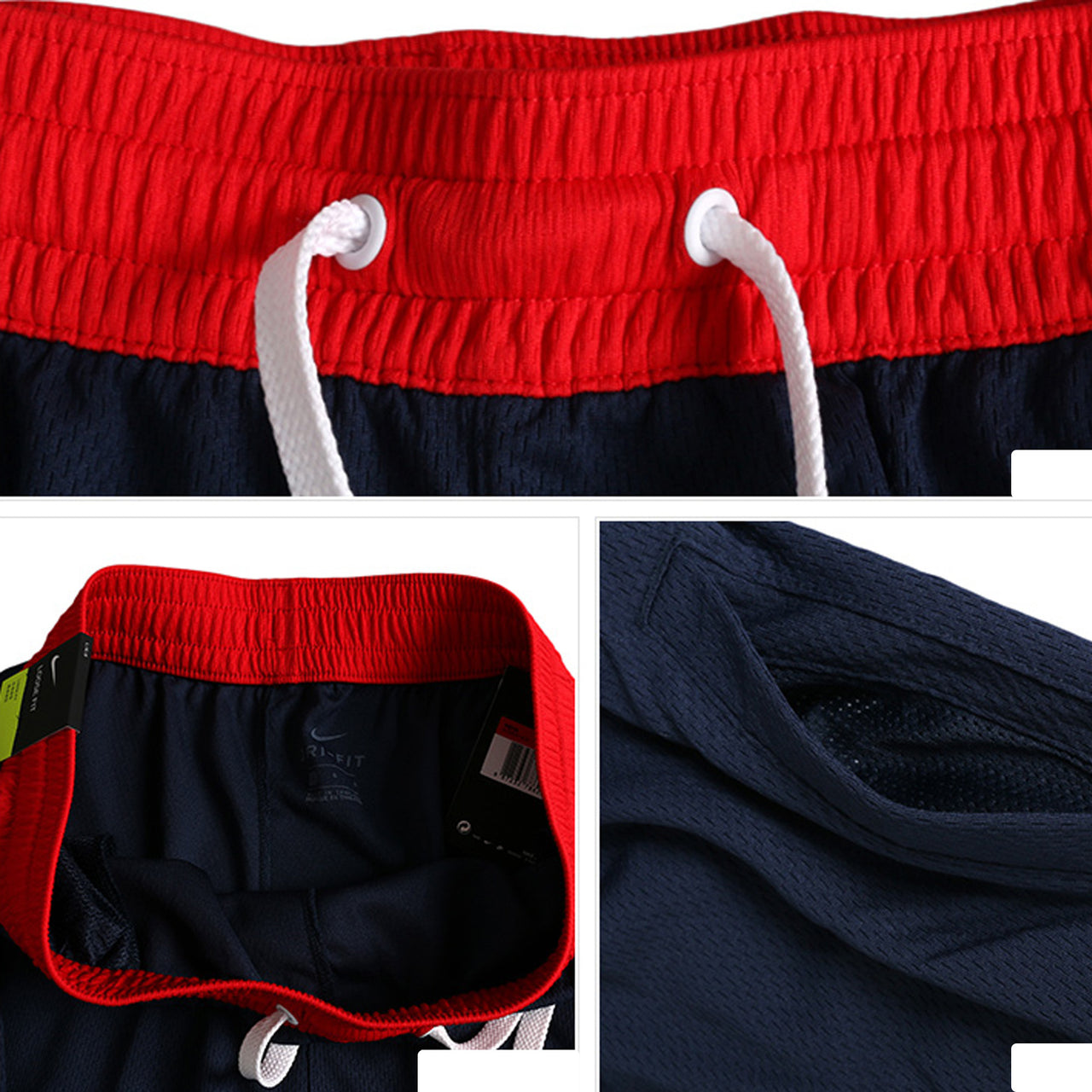 Short de basket-ball rouge marine pour hommes