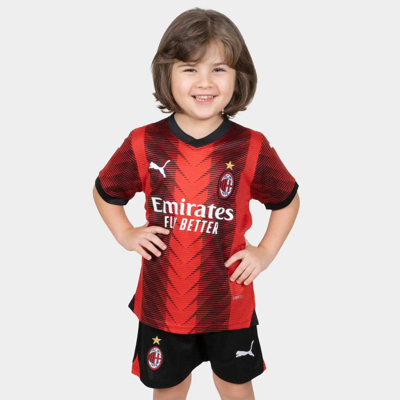 AC Milan 23/24 Home Kit in Red Jersey and Black Shorts