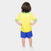 Thumbnail for Brazil Kids Kit Home Season 23/24 Designed By Mitani Store , Regular Fit Jersey Short Sleeves And V-Neck Collar In Yellow Color