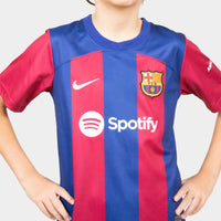 Thumbnail for Barcelona Kids Kit Home Season 23/24 Designed By Mitani Store , Regular Fit Jersey Short Sleeves And Round Neck Collar In Blue And Red Color