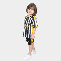 Thumbnail for Juventus Kids Kit Home Season 23/24 Designed By Mitani Store , Regular Fit Jersey Short Sleeves And V-Neck Collar In Black and white Color