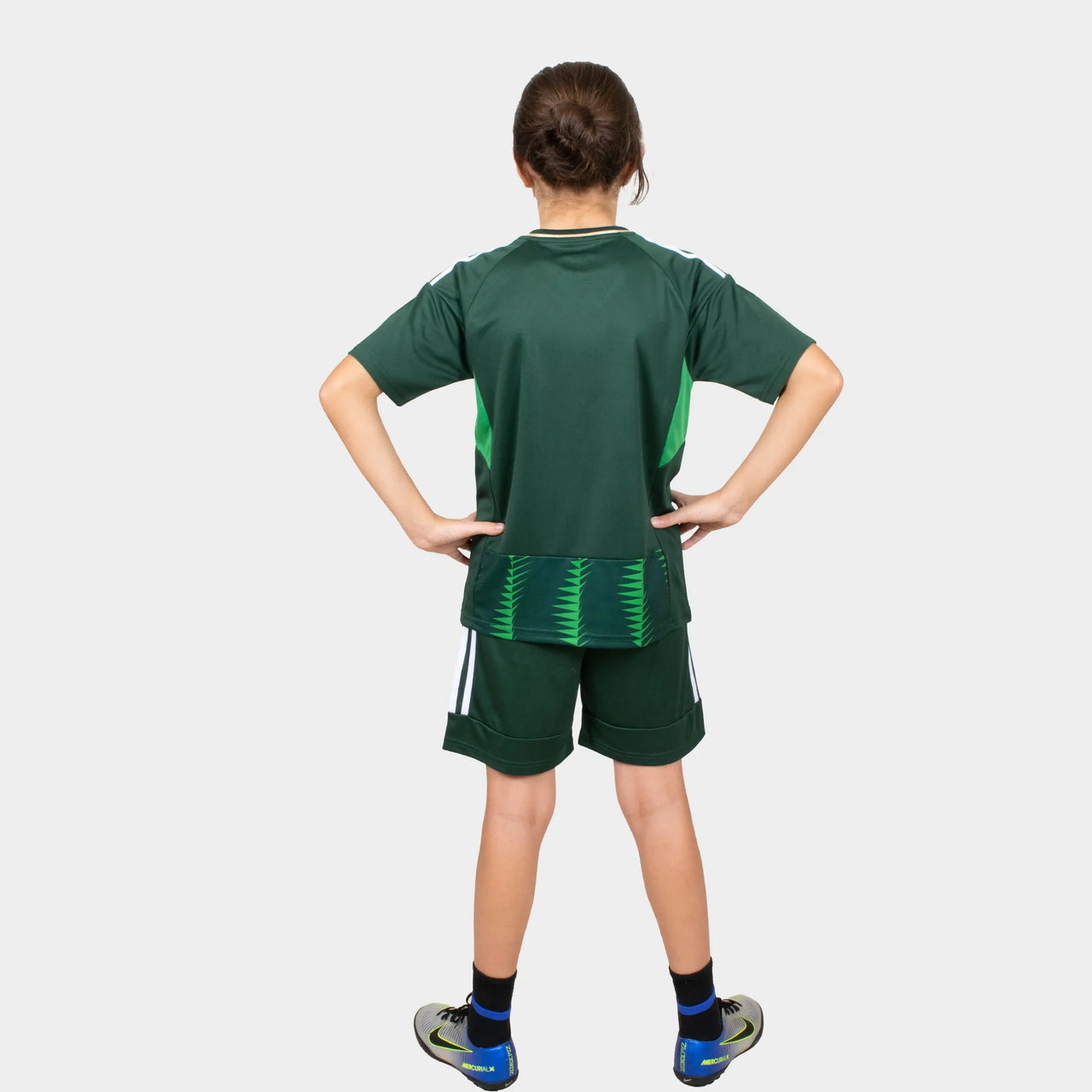 Ksa Kids Kit Home Season 23/24 Designed By Mitani Store , Regular Fit Jersey Short Sleeves And V-Neck Collar In Green Color