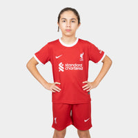Thumbnail for Liverpool Kids Kit Home Season 23/24 Designed By Mitani Store , Regular Fit Jersey Short Sleeves And Round Neck Collar In Red Color