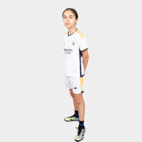 Thumbnail for Real Madrid Kids Kit Home Season 23/24 Designed By Mitani Store , Regular Fit Jersey Short Sleeves And Round Neck Collar In White Color