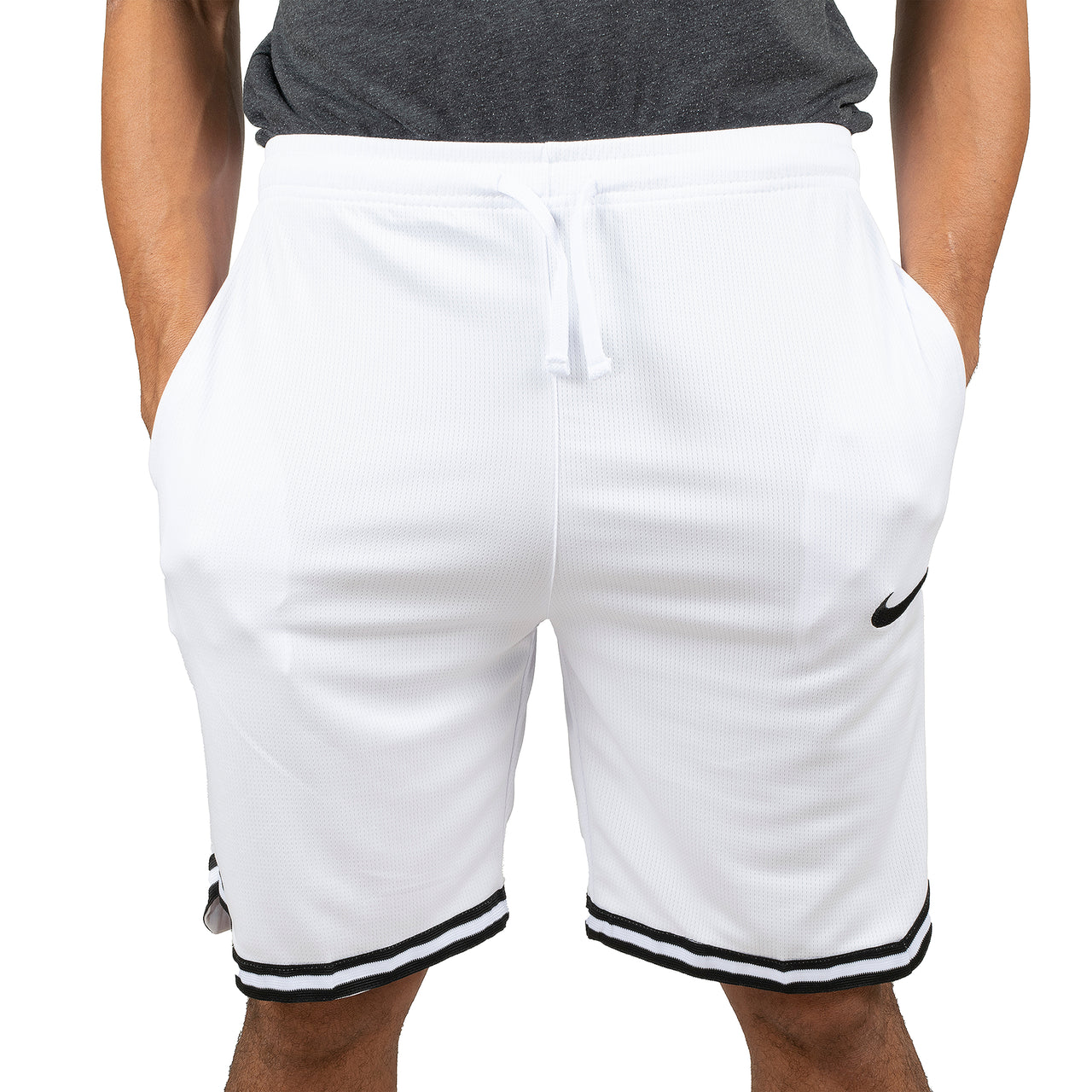 Short de basket-ball Dry-Fit blanc pour hommes